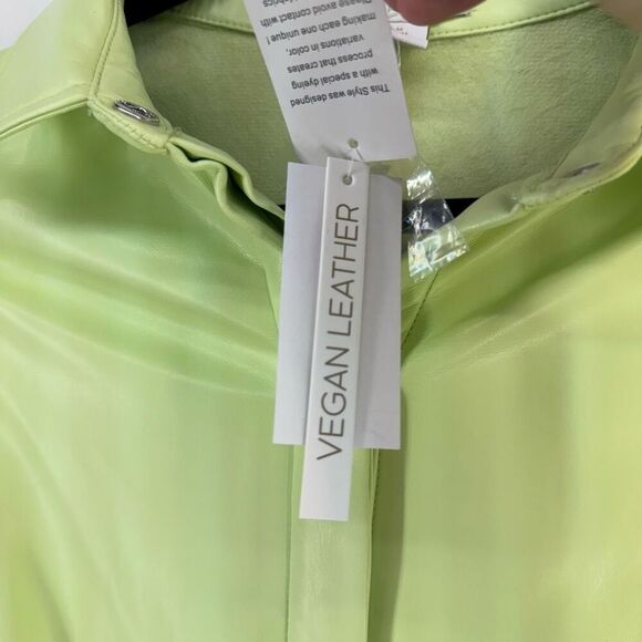 NWT House of Harlow 1960 Women's Lime Green Vegan Leather Midi Dress Medium - Picture 8 of 12